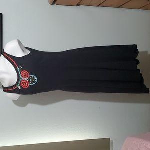 ND Petite Womens Blk Jersey Tank Dress-Sequins/Beads Bodice-Hi-Lo Hem-VGUC-Sz PM